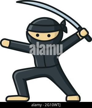 Cartoon Ninja character isolated vector illustration for Ninja Day on December 5 Stock Vector