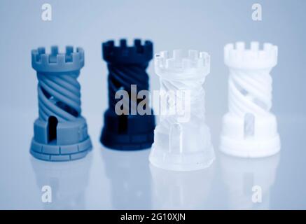 Four Objects photopolymer printed on 3d printer. Stock Photo