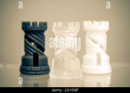 Three Objects photopolymer printed on a 3d printer. Stock Photo