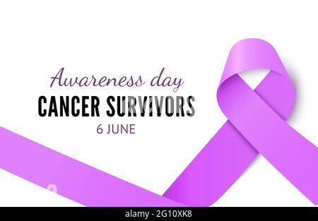 Cancer survivors. Realistic vector awareness day ribbon banner vector template isolated on white background Stock Vector