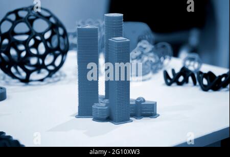 Abstract object printed by 3d printer close-up. Stock Photo