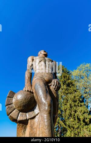 Iconic Sparty statue, the mascot of the MSU Spartans on the campus of MSU Stock Photo