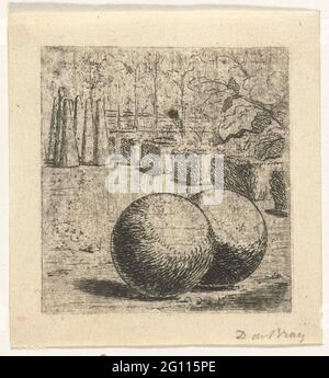 Bowling game with two balls and cones on track. Stock Photo