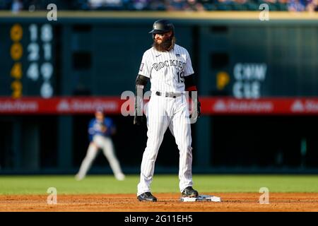 Colorado Rockies' Charlie Blackmon in action during the first baseball game  of a doubleheader against the Washington Nationals, Saturday, May 28, 2022,  in Washington. (AP Photo/Nick Wass Stock Photo - Alamy