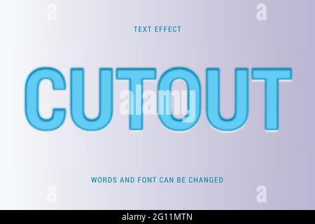 blue cutout text effect illustration isolated on transparent background editable vector image Stock Vector