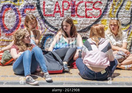 Argentina Buenos Aires Colegio Nacional de Buenos Aires National School of Buenos Aires urban public high school exterior students Hispanic girl teen Stock Photo