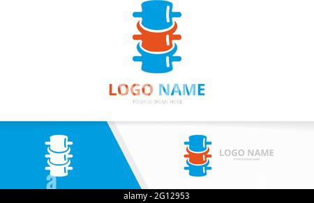 Spine logo design template. Premium spinal diagnostic center logotype. Stock Vector