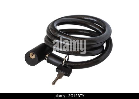 Bike Lock close up isolated on white background Stock Photo