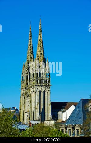 France, Briitany, Finistere, Quimper, St Corentin cathedral Stock Photo