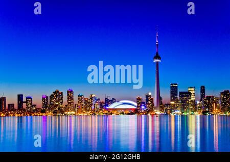 General view of the beautiful Toronto skyline featuring many large skyscrapers. Stock Photo