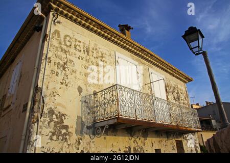 House on the corner of Arc Street and Admiral Grasse promenade, Antibes, Azure shore, France. June 27, 2016. Editorial photo Stock Photo