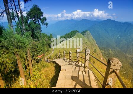 Tarey Bhir point is a favourite tourist spot. The word 'Bhir' means cliff in the local Nepal language, about 10,000 feet long path with a breathtaking Stock Photo