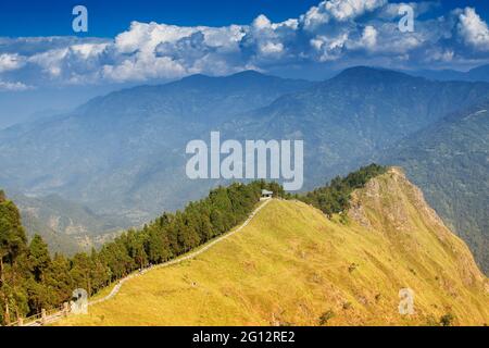 Tarey Bhir point is a favourite tourist spot.The word 'Bhir' means cliff in the local Nepal language,about 10,000 feet long path, a breathtaking viewp Stock Photo