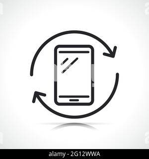 smartphone and arrows thin line icon isolated Stock Vector