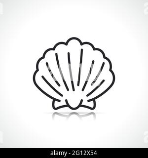 scallop or sea shell thin line icon Stock Vector