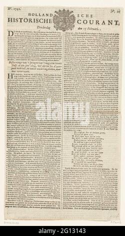 Hollandsche Historic Courant 1742 The Hollandsche Historic Courant No From Thursday February 15 1742 In This Newspaper The Story Of The Powder Disaster In Delft Of 1654 After A Week Earlier