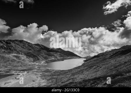 Elephant Lake, named due to it's shape as a lying elephant, remote high altitude lake at kupup Valley, Sikkim. Himalayan mountain range, Sikkim, India Stock Photo