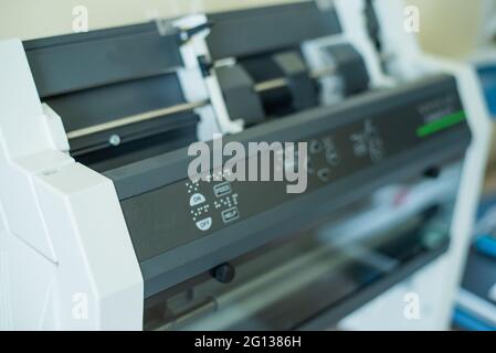 Close-up of equipment to print text on braille code for reading the blind Stock Photo