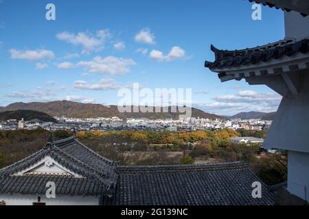 Himeji, Japan- 30 Nov, 2019: Aerial view of Himeji residence downtown from Himeji castle in Hyogo, Japan. Stock Photo