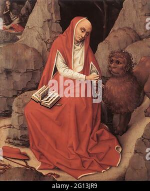 Rogier Van Der Weyden -  Saint Jerome Lion 1450 Stock Photo