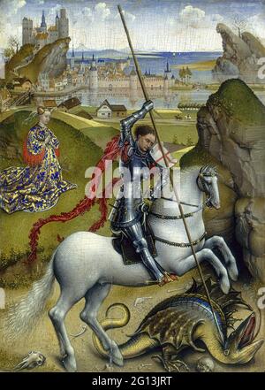 Rogier Van Der Weyden -  Saint George and the Dragon Stock Photo