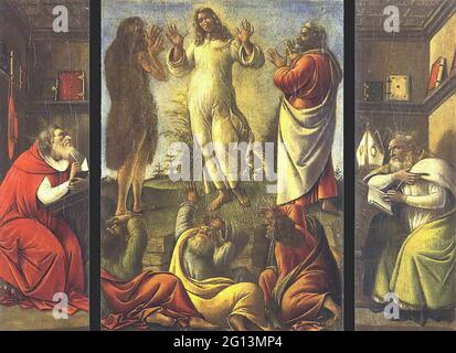 Sandro Botticelli -  Transfiguration St Jerome St Augustine 1500 Stock Photo