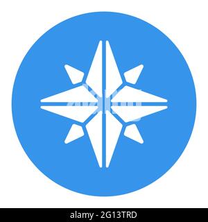Wind rose vector white glyph icon. Navigation sign. Graph symbol for travel and tourism web site and apps design, logo, app, UI Stock Vector