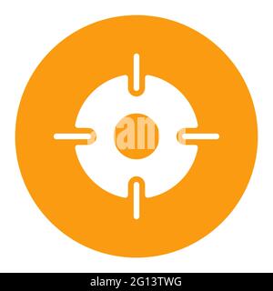 Crosshairs target destination vector white glyph icon. Navigation sign. Graph symbol for travel and tourism web site and apps design, logo, app, UI Stock Vector