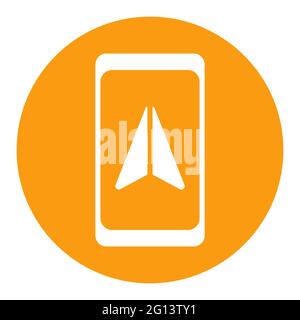 Smartphone with navigator vector white glyph icon. Navigation sign. Graph symbol for travel and tourism web site and apps design, logo, app, UI Stock Vector