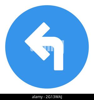 Turn left arrow vector white glyph icon. Navigation sign. Graph symbol for travel and tourism web site and apps design, logo, app, UI Stock Vector