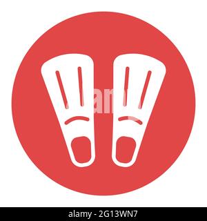 Diving flippers flat vector white glyph icon. Summer sign. Graph symbol for travel and tourism web site and apps design, logo, app, UI Stock Vector