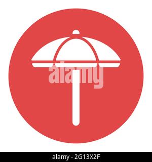 Beach parasol flat vector white glyph icon. Summer sign. Graph symbol for travel and tourism web site and apps design, logo, app, UI Stock Vector