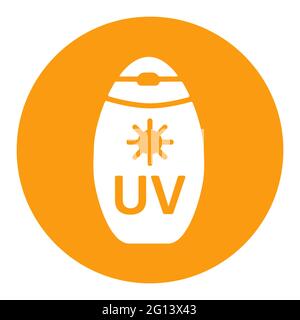 Sunscreen cream flat vector white glyph icon. Summer sign. Graph symbol for travel and tourism web site and apps design, logo, app, UI Stock Vector