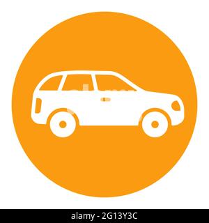 Station wagon flat vector white glyph icon. Graph symbol for travel and tourism web site and apps design, logo, app, UI Stock Vector