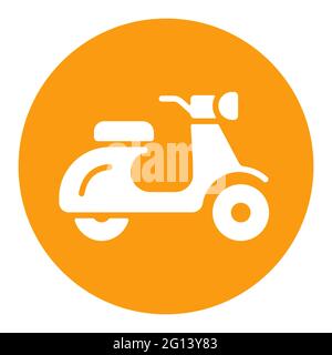 Scooter moped flat vector white glyph icon. Graph symbol for travel and tourism web site and apps design, logo, app, UI Stock Vector