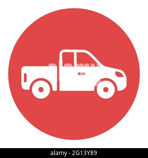 Pickup car flat vector white glyph icon. Graph symbol for travel and tourism web site and apps design, logo, app, UI Stock Vector