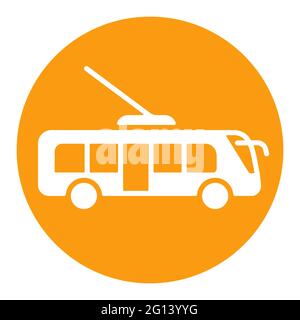 Trolley or trolleybus flat vector white glyph icon. Graph symbol for travel and tourism web site and apps design, logo, app, UI Stock Vector