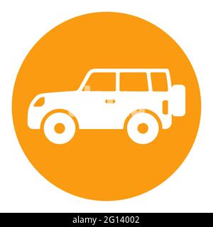 SUV car flat vector white glyph icon. Graph symbol for travel and tourism web site and apps design, logo, app, UI Stock Vector