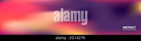 Gradient purple wide vector banner. Blurred soft blend color gradation holographic wide background. Gradient hologram colorful backdrop. Stock Vector
