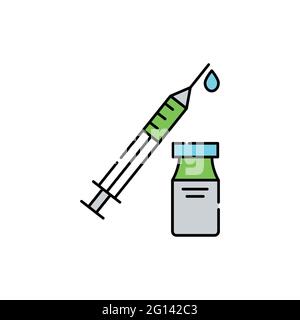 Syringe pen line color icon. Diabetes. Medical equipment Stock Vector