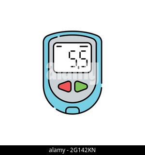 Glucometer line color icon. Diabetes. Medical equipment Stock Vector