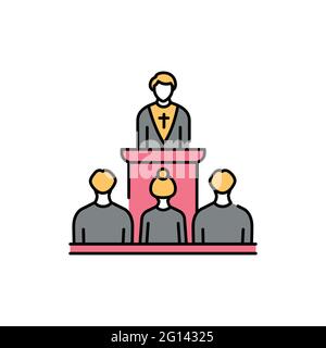 Funeral ceremony color line icon. Isolated vector element. Outline pictogram for web page, mobile app, promo Stock Vector