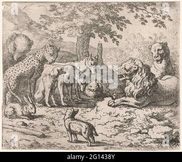 Consulting of King Nobel; Reinaert de Vos. The lion, king Nobel ...