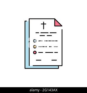 Testament or death document color line icon. Isolated vector element. Outline pictogram for web page, mobile app, promo Stock Vector