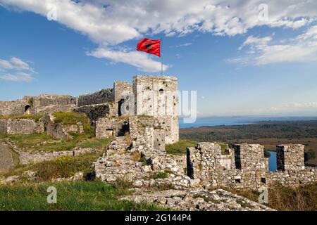 Historical Rozafa Castle in Shkodra, Albania Stock Photo