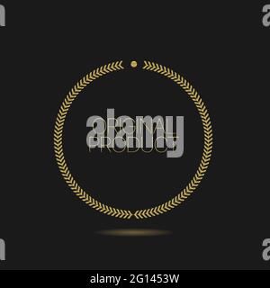 Goldel laurel wreath original product label icon Stock Vector