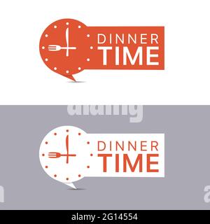 Dinner time banners. Red and white labels Stock Vector