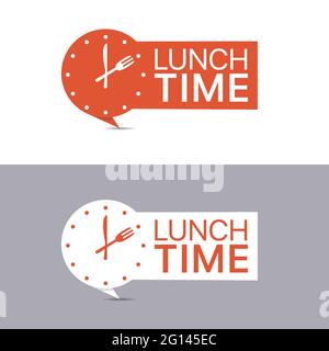 Lunch time banners. Red and white labels Stock Vector