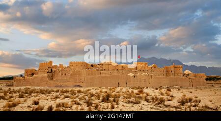 Remains of Saryazd clay castle in desert near Yazd in Iran Stock Photo