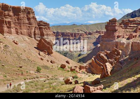 Geological rock formations in Charyn Canyon, Kazakhstan Stock Photo